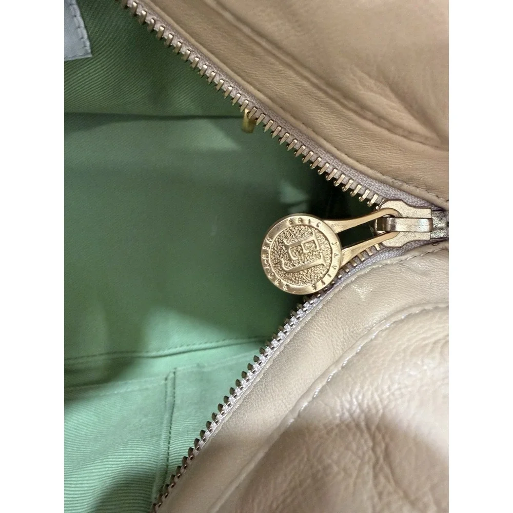 Eric Javits of New York Quilted Beige Leather Shoulder Bag